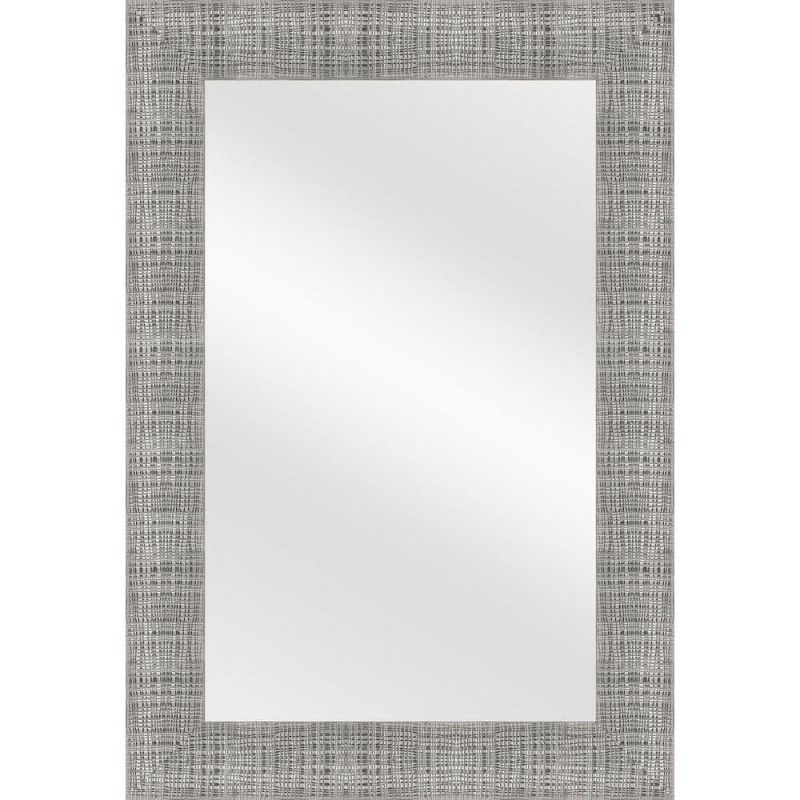 Photo 1 of 24 in. W X 35 in. H Rectangular Plastic Framed Wall Bathroom Vanity Mirror in Brushed Nickel (Screws Not Included)
