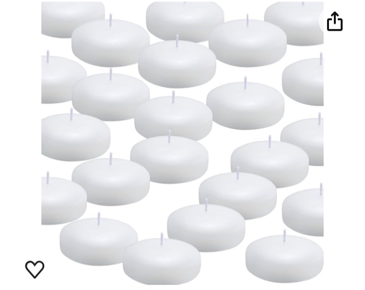 Photo 1 of (Set of 36) Floating Candles, 3 inch White Dripless Wax Burning Candles, for Weddings, Party, Special Occasions and Home Decorations