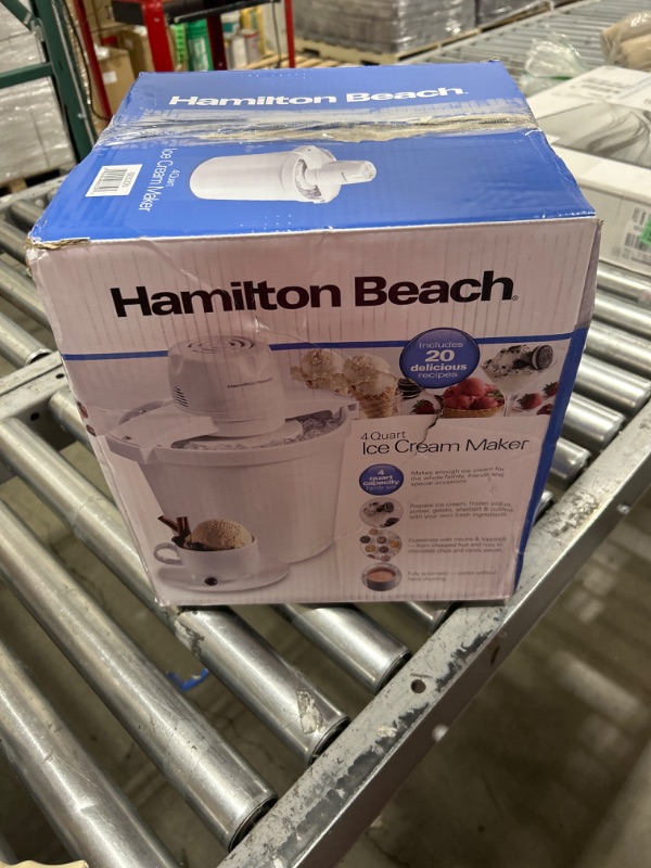 Photo 2 of Hamilton Beach White 4 qt Ice Cream Maker 15.3 in. H X 12.5 in. W X 11.1 in. L