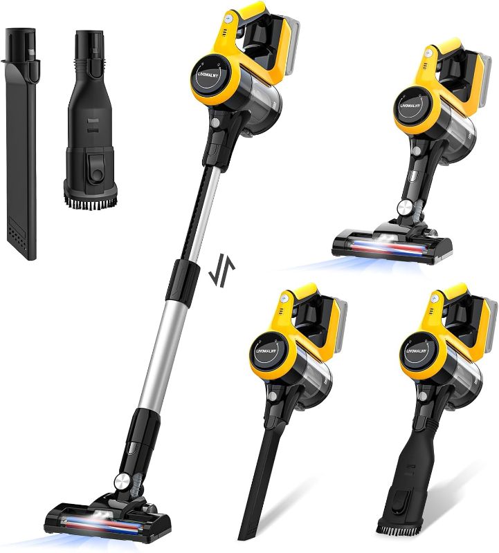 Photo 1 of Cordless Vacuum Cleaner for DeWALT 20v/18v Battery, 6 in 1 Lightweight Stick Vacuum with 2 Power Modes, 150W 12Kpa Stick Vacuum Cleaner with 180° Flexible LED Brush Head for Hardwood Floor Carpet Pet
