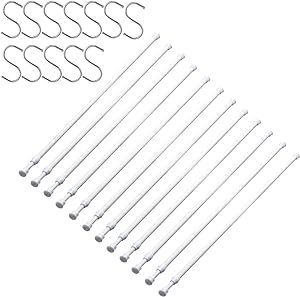 Photo 1 of 12 Pack Tension Rods for Windows 28 to 48 Inch Spring Tension Rod Adjustable Metal No Drill Curtain Rod for Windows, Shower, Door, Kitchen (White, 12 Pack)