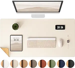 Photo 1 of Aothia Office Desk Pad, Natural Cork & PU Leather Dual Side Large Mouse Pad, Laptop Desk Table Protector Writing Mat Easy Clean Waterproof for Office Work/Home/Decor