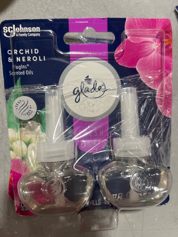 Photo 2 of 2 PACK Glade PlugIns Refills Air Freshener, Scented and Essential Oils for Home and Bathroom, Orchid & Neroli, Fresh Collection 1.34 Fl Oz, 2 Count