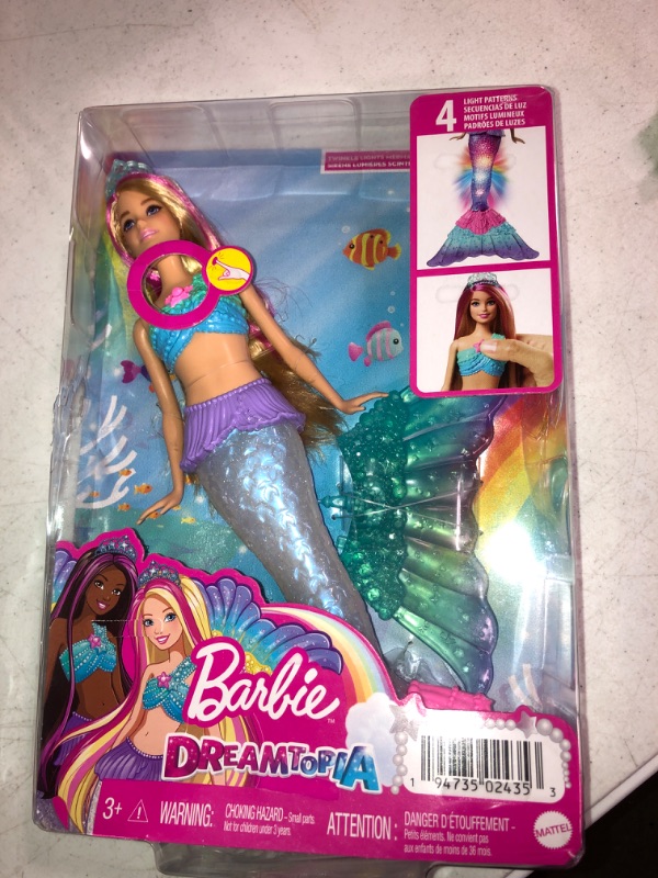 Photo 2 of Barbie Mermaid Doll with Water-Activated Twinkle Light-Up Tail, Dreamtopia Mermaid Toys, Pink-Streaked Hair????