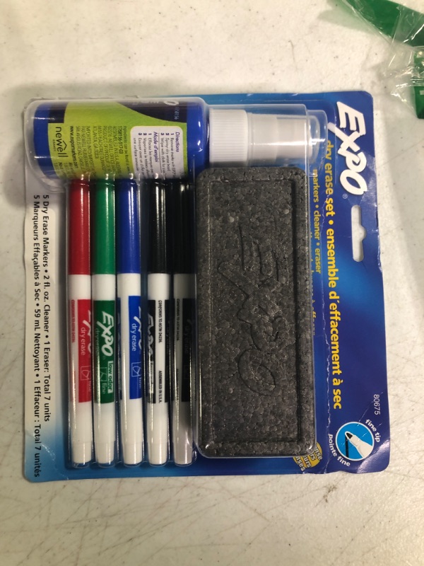 Photo 1 of EXPO Low Odor Dry Erase Marker Starter Set, Fine Tip, Assorted Colors, 7-Piece Kit Fine Tip Markers