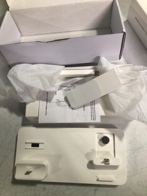 Photo 1 of Charging Station for Apple Devices - 3 in 1 Charging Station for iPhone Series AirPods Pro/3/2/1, Charger Stand for Apple Watch SE/8/7/6/5/4/3/2/1 (White)