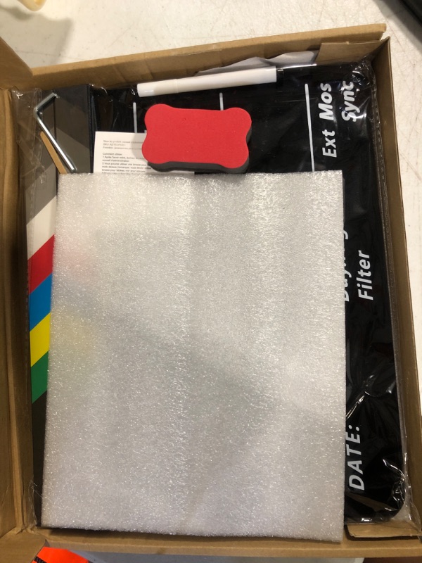 Photo 2 of Temery Acrylic Film Clapper Board -12 x 10in Film Slate Clapperboard Movie Theater Decor Clapboard with a Magnetic Blackboard Eraser, Two Custom Pens, Cleaning Cloth and Hexagonal Wrench