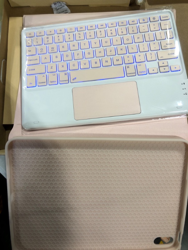 Photo 2 of GreenLaw iPad 10th Generation Case with Keyboard, Stain-Resistant Surface, Dual-Device Connection, 7 Color Backlit, Detachable Wireless Keyboard for iPad 10th Gen. 10.9" 2022, Pink Blush Y Series for iPad 10th Generation C-Pink Blush