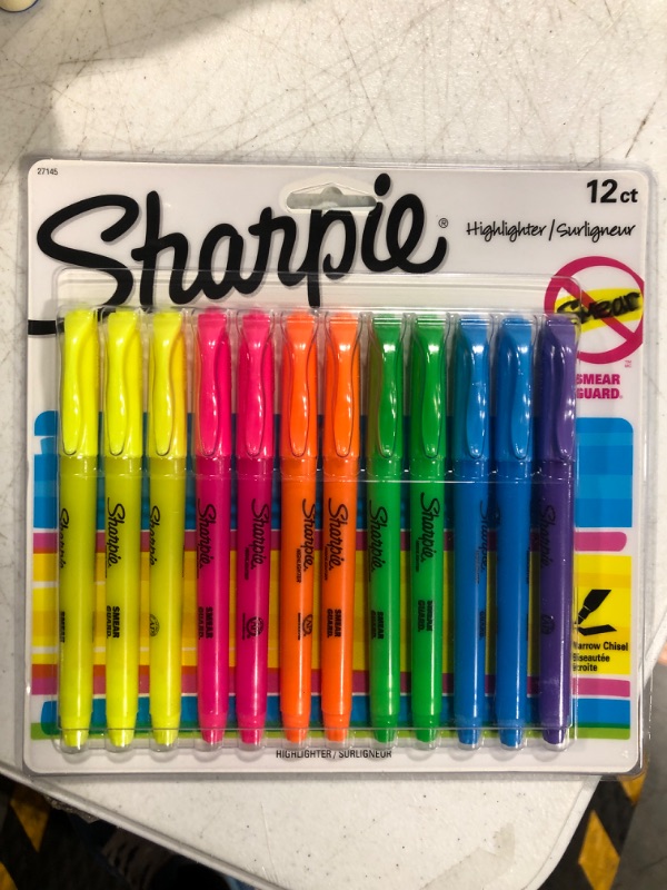 Photo 1 of SHARPIE Pocket Style Highlighters, Chisel Tip, Assorted Fluorescent, 12 Count 12 Count (Pack of 1) Highlighters