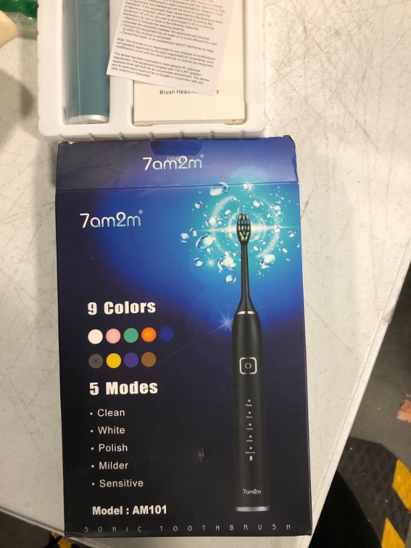 Photo 3 of 7AM2M Sonic Electric Toothbrush with 6 Brush Heads for Adults and Kids, One Charge for 90 Days, Wireless Fast Charge, 5 Modes with 2 Minutes Built in Smart Timer, Electric Toothbrushes(Peacock Green)