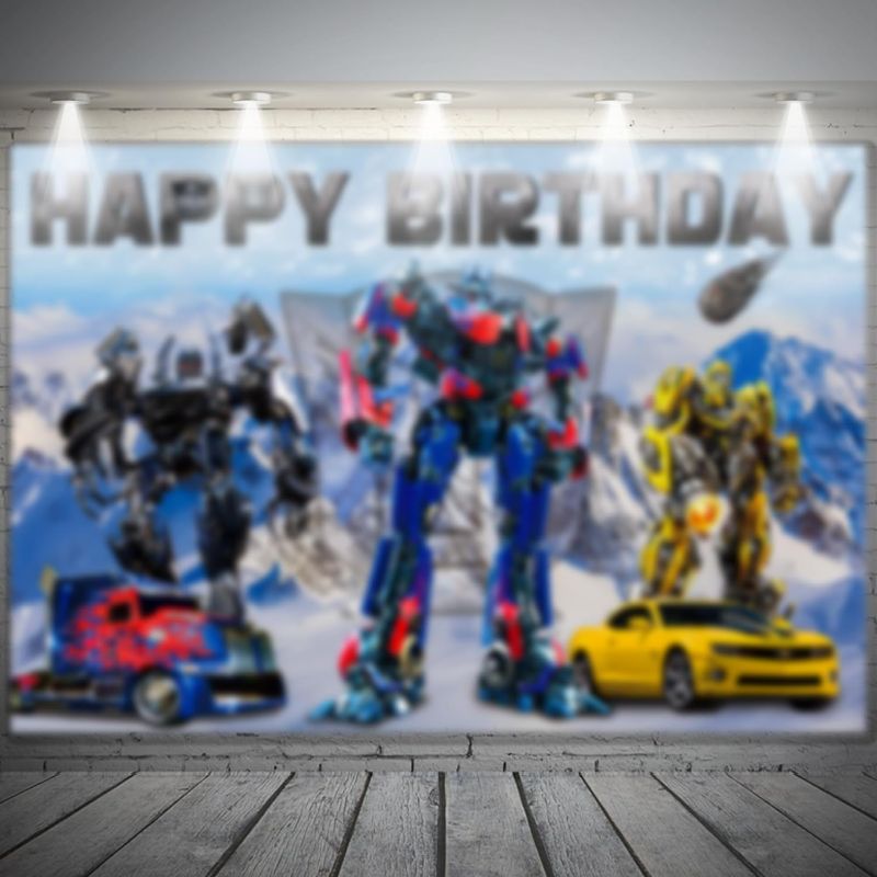 Photo 1 of Cartoon Happy Birthday Party Backdrop, Kids Party Supplies Banner Photo Background for Boys Birthday Decoration 5FTx 3FT