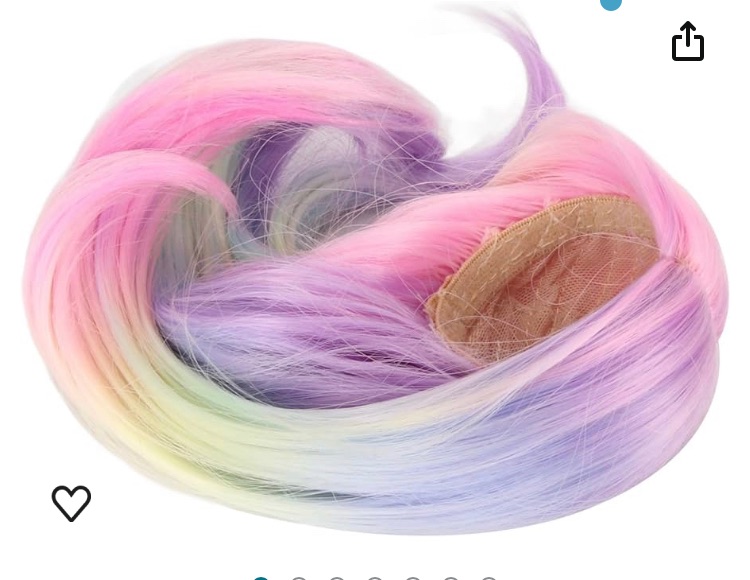 Photo 1 of  Jointed synthetic Wig Delicate Heat Resistant Long Lasting Stretch proof Doll Hair Wig for women  (Rainbow)