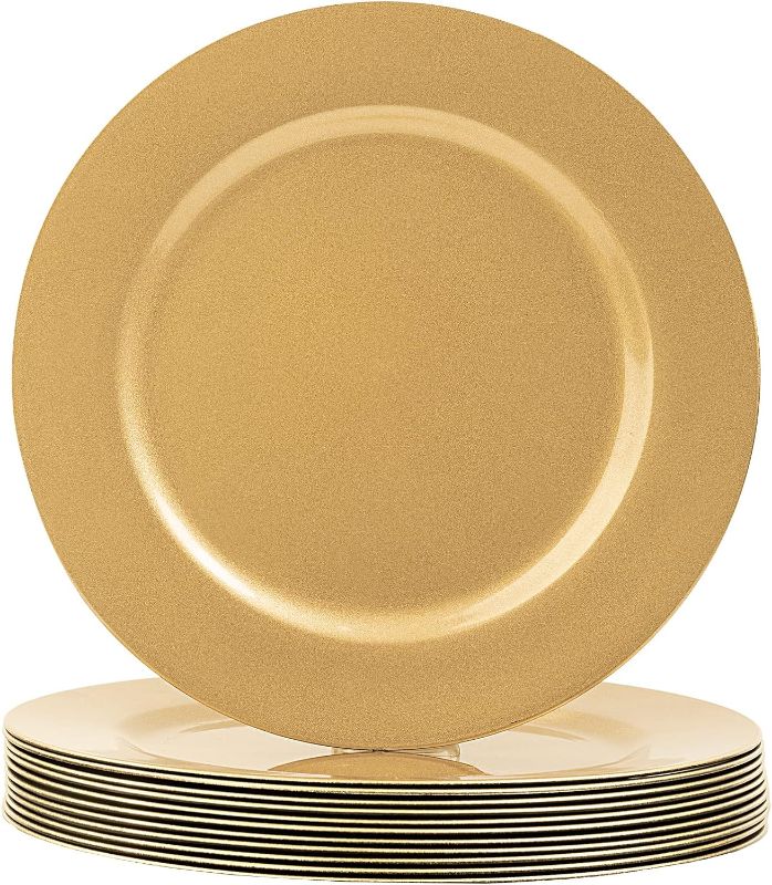 Photo 1 of 
MAONAME Gold Charger Plates, Set of 24, 13-Inch Round Plastic Plate Chargers for Dinner Plate, Table Setting, Elegant Wedding Decor