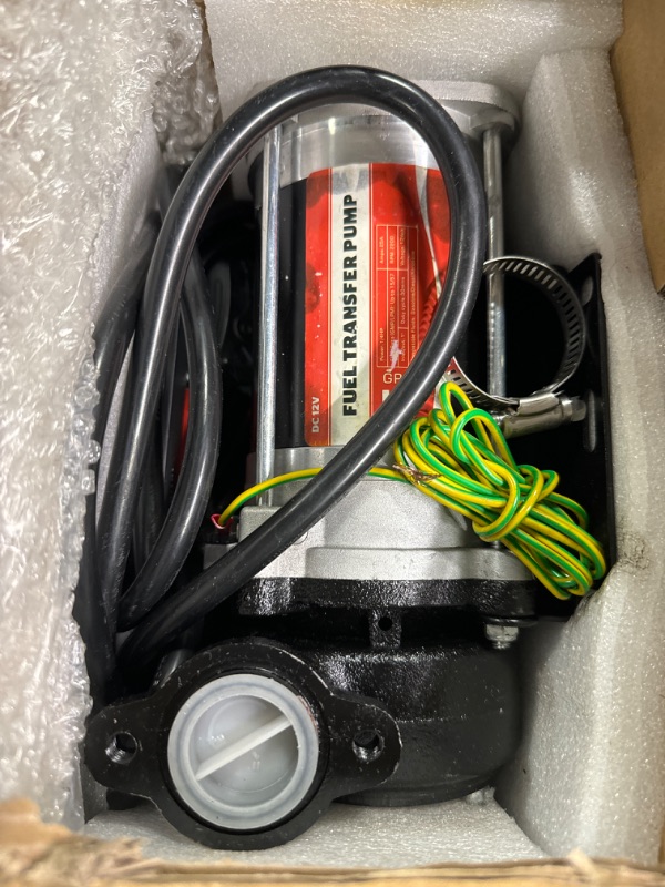 Photo 2 of 12V DC Gasoline Fuel Transfer Pump, 15 GPM / 57 LPM Self-Priming Rotary Vane Motor Fuel Pump, Thermal Protected, for Gasoline Diesel Kerosene Mineral Spirits Pump for Gasoline & Diesel Pump Only