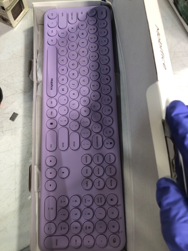 Photo 1 of Mobifice Cute Keyboard and Mouse Wireless for PC Computer/Laptop/Windows/Mac/Tablets/Apple iPad, Ultra-Thin 2.4GHz USB Cordless Full-Sized Silent Retro Computer Keyboard Mouse Combo (Purple)