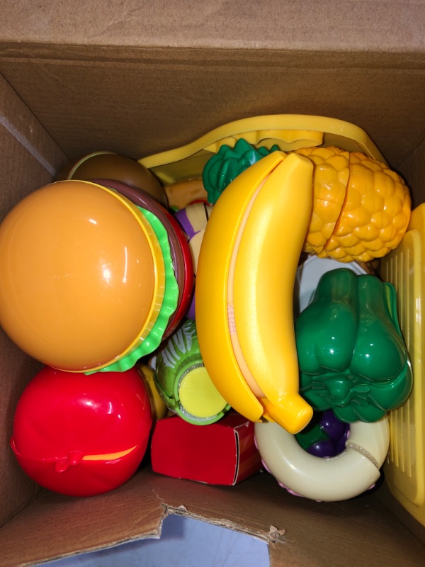 Photo 1 of 70PCS Pretend Play Food Sets for Kids Kitchen Toys Accessories Set BPA Free Plastic Pizza Toy Food Fruits and Vegetables Dishes Playset Christmas Birthday Gift Toys for Toddlers Boys Girls Storage Box