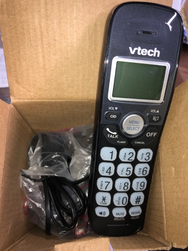Photo 2 of VTech VG101-11 DECT 6.0 Cordless Phone for Home, Blue-White Backlit Display, Backlit Big Buttons, Full Duplex Speakerphone, Caller ID/Call Waiting, Easy Wall Mount, Reliable 1000 ft Range (Black) Caller ID Black