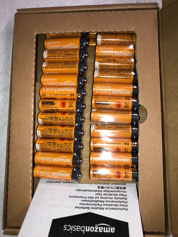 Photo 1 of Amazon Basics 48 Pack AA High-Performance Alkaline Batteries, 10-Year Shelf Life, Easy to Open Value Pack 48 Count (Pack of 1)