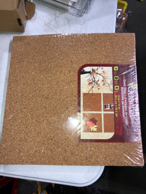 Photo 2 of Quartet Cork Tiles, Cork Board, 12" x 12", Corkboard, Wall Bulletin Boards, Natural, 4 count (Pack of 1) Natural 4 Pack