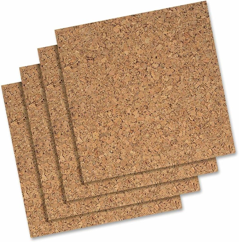 Photo 1 of Quartet Cork Tiles, Cork Board, 12" x 12", Corkboard, Wall Bulletin Boards, Natural, 4 count (Pack of 1) Natural 4 Pack