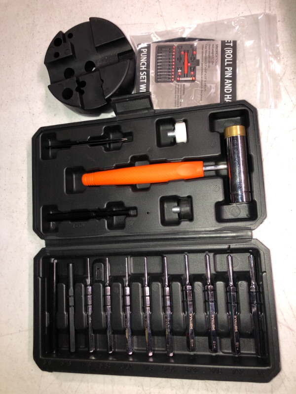 Photo 2 of BESTNULE Punch Set, Punch Tools, Roll Pin Punch Set, Made of Solid Material Including Steel Punches and Hammer, Ideal for Maintenance (With Bench Block)