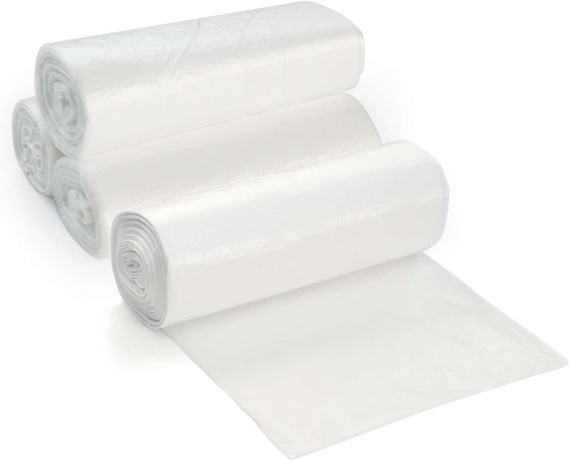 Photo 1 of 7-10 Gallon Clear Garbage Can Liners, 100 Count - Small - Medium Trash Can Liners - High Density, Thin, Lightweight, 8 Microns - For Office, Home, Hospital Wastebaskets - 2 Coreless Rolls 100 Count (Pack of 1)