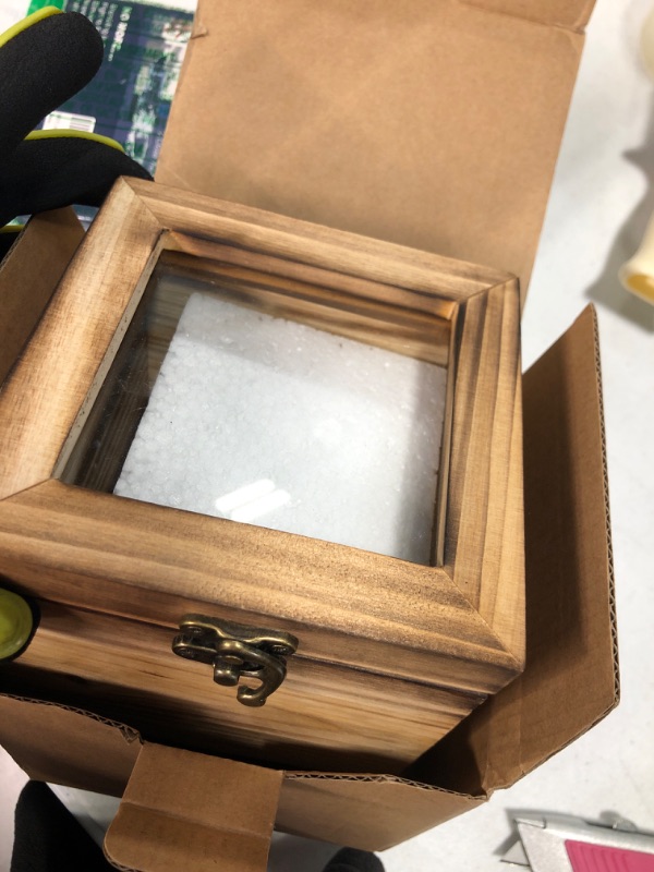 Photo 2 of  Box Specimen Case Terrarium Tank Clear Container with Lid Card Display Case Wooden Jewelry Tray Specimen Holder Jewelery Acrylic Clamshell - Organizer
