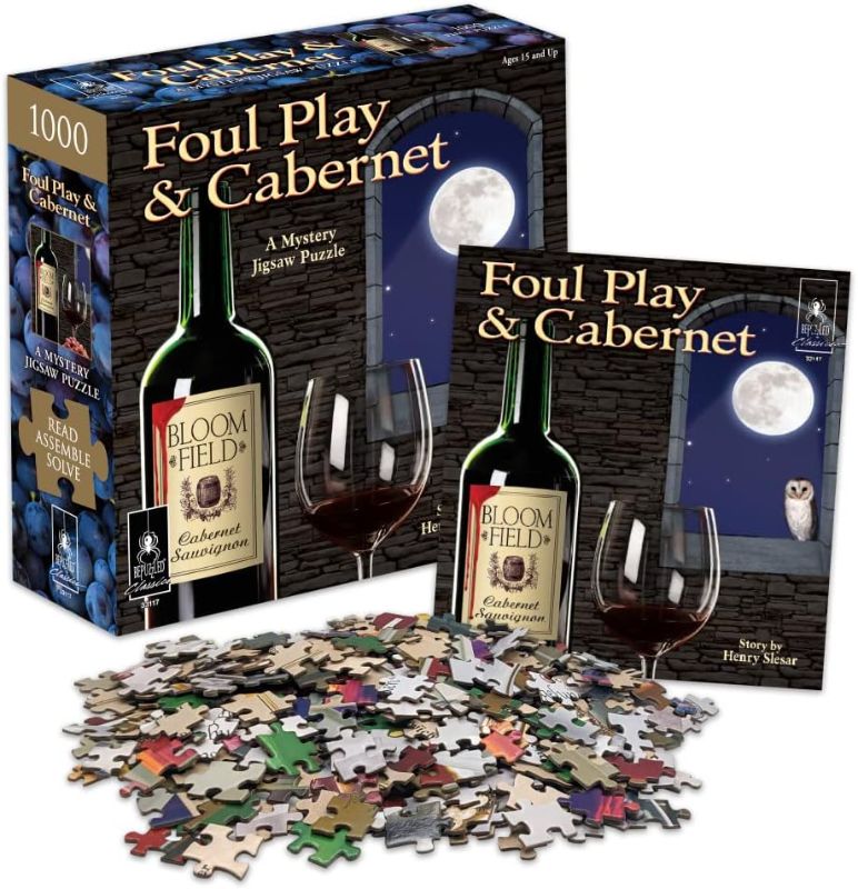 Photo 1 of Bepuzzled Classic Mystery Jigsaw Puzzle - Foul Play & Cabernet, Red