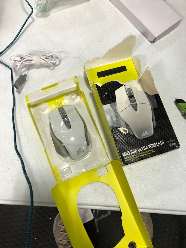 Photo 1 of CORSAIR M65 RGB ULTRA WIRELESS Gaming Mouse, Backlit RGB LED, Optical, Tunable FPS, White