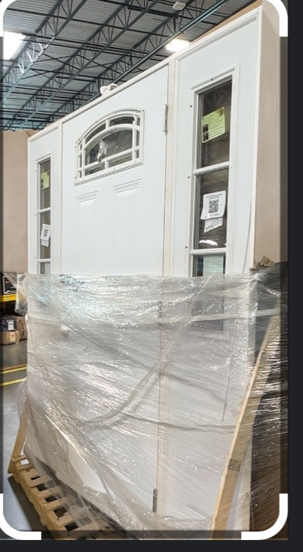 Photo 7 of **bundle 2 doors***72 in. x 80 in. Element Series Camber Top Primed White Steel Prehung Front Door w/ 16 in. 3 Lite Sidelites RH +

MMI doorway French door white 6/0x6/8x3/8” 4-9/16” primed 72 in. x 80 in. Both Active Primed Composite Glass 15 Lite Clear 