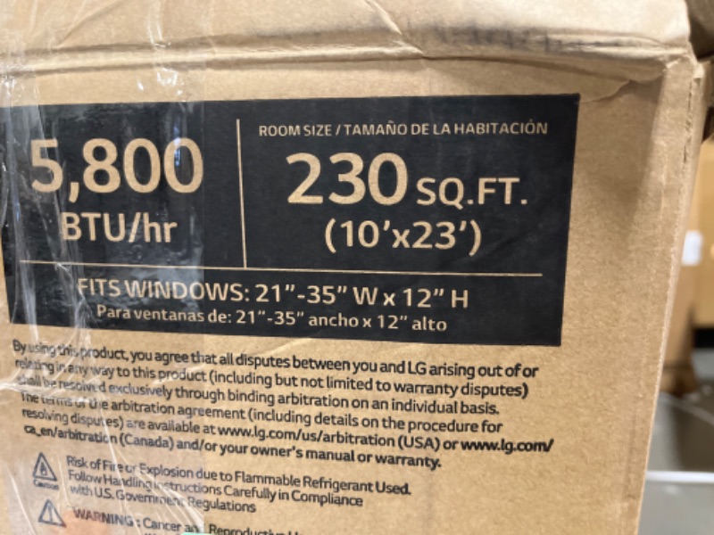 Photo 1 of LG 5800 BTU Window Air Conditioners [2023 New] Remote Control Ultra-Quite Compact-size Washable Filter Multi-Speed Fan Cools 260 Sq.Ft. Small Room AC Unit air conditioner Easy Install White LW6023R