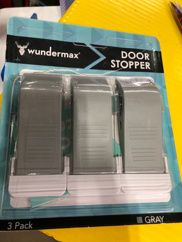 Photo 2 of Wundermax Door Stoppers - Pack of 3 Rubber Door Wedge for Carpet, Hardwood, Concrete and Tile - Home Improvement Accessories - Gray 3 Pack Gray