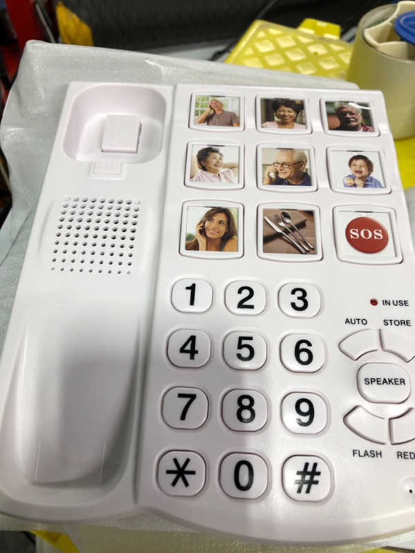 Photo 3 of Big Button Phone for Seniors, 9 Pictured Big Buttons,Extra Loud Ringer,Wired Simple Basic Landline Telephone for Visually Impaired Old People with Large Easy Buttons, Emergency House Phones