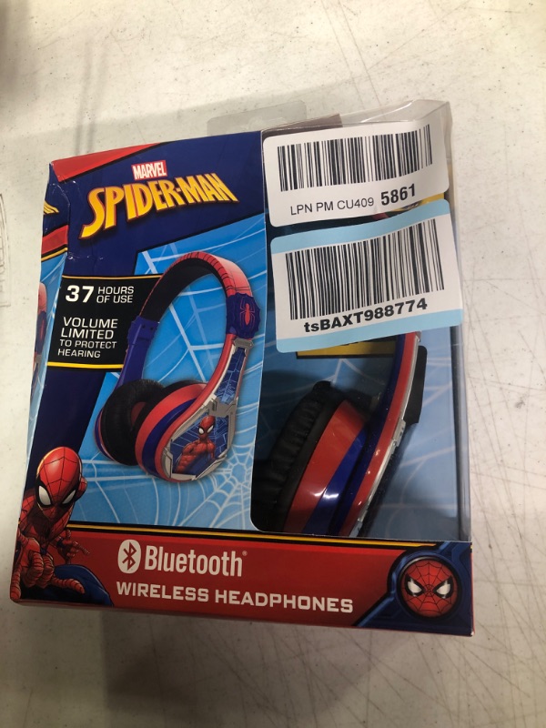 Photo 3 of eKids Spiderman Wireless Bluetooth Portable Headphones with Microphone, Volume Reduced to Protect Hearing Rechargeable Battery, Adjustable Kids Headband for School Home or Travel