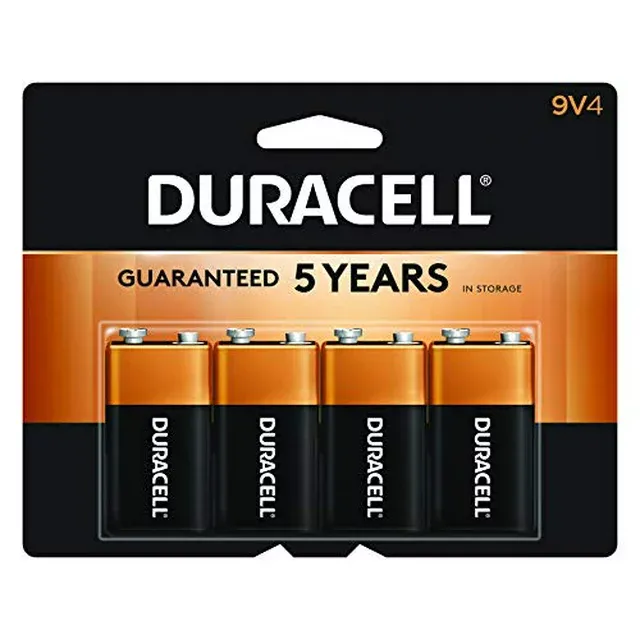 Photo 1 of DURACELL Coppertop 9V Battery, 4 Count Pack, 9-Volt Battery with Long-Lasting Power, All-Purpose Alkaline 9V Battery for Household and Office Devices 