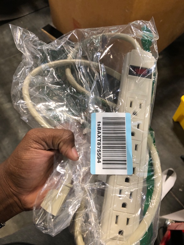Photo 1 of GE Pro 6-Outlet Surge Protector, 2 Ft Extension Cord, 620 Joules, Power Strip, Flat Plug, Integrated Circuit Breaker, Wall Mount, UL Listed, White, 40532 White 2 ft