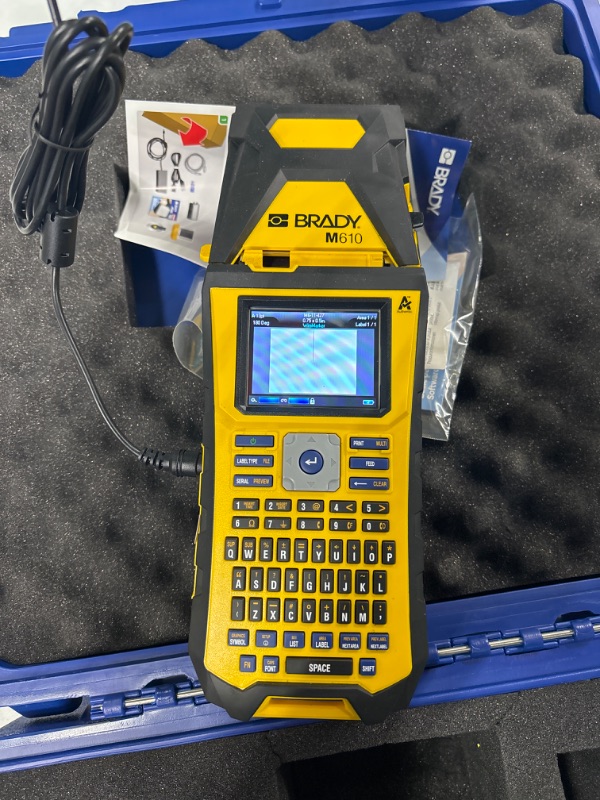 Photo 1 of Brady M610 Handheld Label Maker with Hard Case (M610-KIT). Durability Meets The widest Range of Data Entry Options. Replaces BMP61,Yellow/Gray, Large