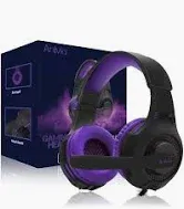 Photo 1 of Anivia Computer Over Ear Headphones Wired with Mic Stereo Gaming Headset Noise Isolating Headsets with Volume Control, Bass Surround, Soft Memory Earmuffs for Multi-Platform -AH28plus Black Purple Black, Purple