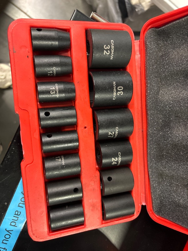 Photo 2 of CASOMAN 14 Pieces 1/2-Inch Drive Shallow Impact Socket Set, Metric, 6-Point, 11mm to 32mm SHALLOW (CR-V)