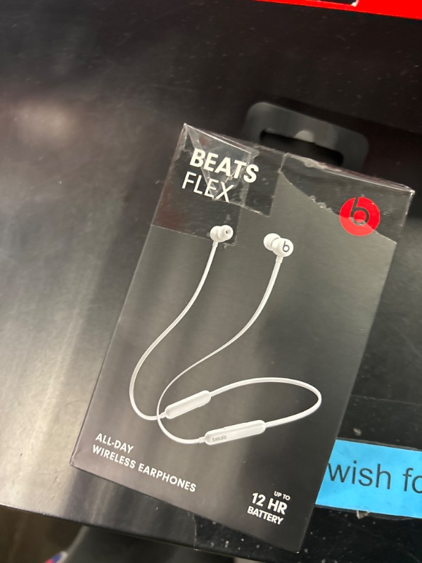 Photo 3 of =Beats Flex Wireless Earbuds - Apple W1 Headphone Chip, Magnetic Earphones, Class 1 Bluetooth, 12 Hours of Listening Time, Built-in Microphone - Smoke Gray