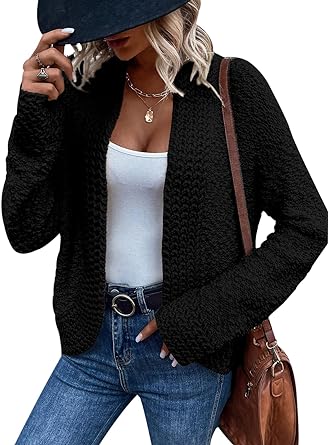 Photo 1 of  Open Front Spring Lightweight Cardigan Sweaters for Women Trendy 2024 Popcorn Knit Cardigans Cute Sweater large