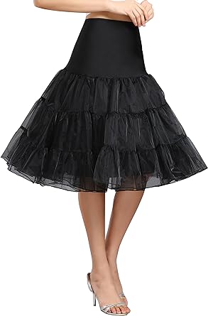 Photo 1 of DRESSTELLS 50s Petticoat Skirts Women Vintage Tutu Underkirt Retro Crinoline B-black Small