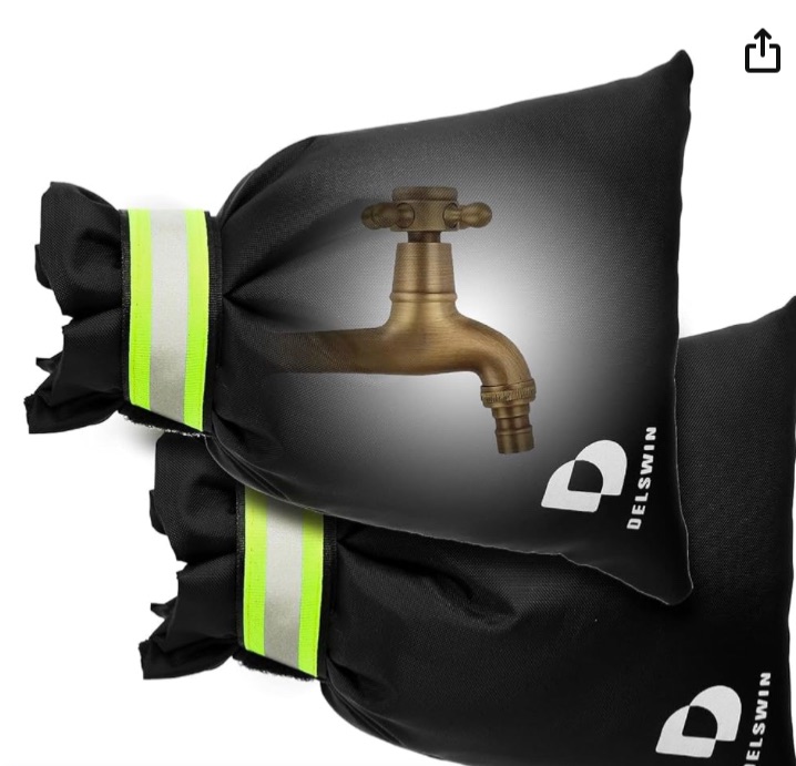 Photo 1 of DELSWIN Outdoor Faucet Covers for Winter, 2Pcs 7" W x 8.7" H Hose Bib Insulation Cover,Reusable Pipe Insulation Spigot Cover for Winter Freeze Protection (Black)