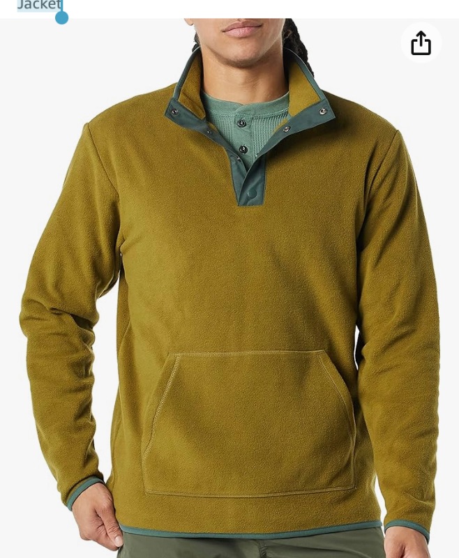 Photo 1 of Amazon Essentials Men's Snap-Front Pullover Polar Fleece Jacket