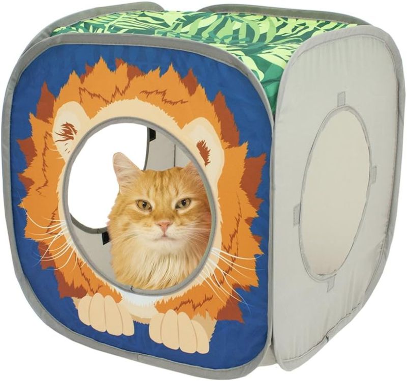 Photo 1 of 
Kitty City Safari Play Cubee, Cat Cube, Play Kennel, Cat Bed, Jungle Cat House, Multicolor, 15 H x15 W inches