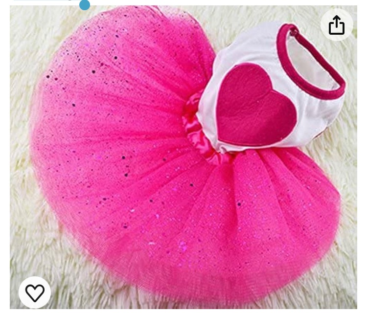 Photo 1 of Idepet Spring Summer Pet Dog Cat Puppy Tutu Princess Dress Heart Printed Lace Dog Skirt Pet Apparel Dog Dress(Large)