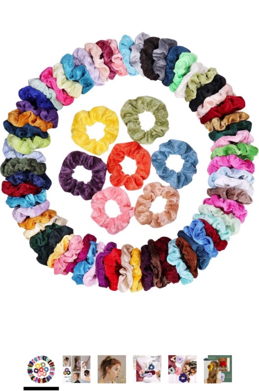 Photo 1 of Cehomi 75 Pcs Velvet Hair Scrunchies Hair Bands for Women or Girls,Elastic Soft Ponytail Holder Hair Ties for Birthday, Party, Thanksgiving, Christmas, Multicolor