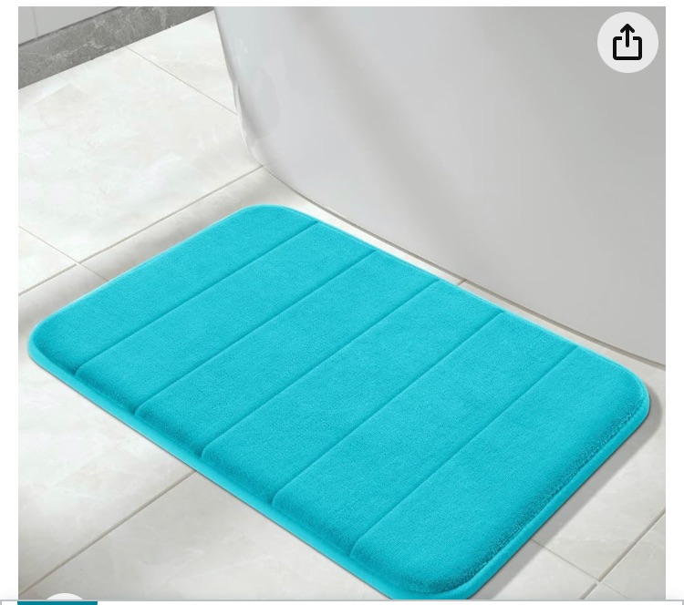 Photo 1 of Yimobra Memory Foam Bath Mat Rug, 24 x 17 Inches, Comfortable, Soft, Super Water Absorption, Machine Wash, Non-Slip, Thick, Easier to Dry for Bathroom Floor Rugs, Lake Blue