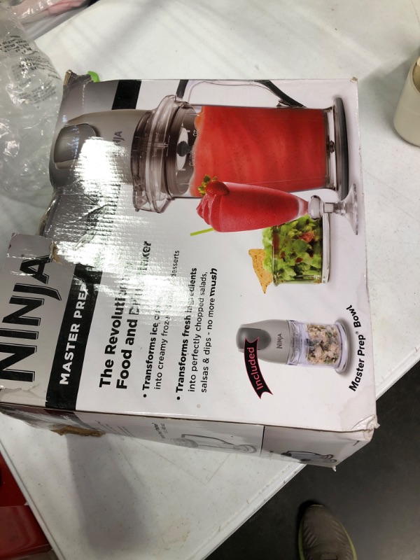 Photo 2 of Ninja QB900B Master Prep Food Processor Blender with 48 oz Pitcher & 16 oz Chopping Bowl, Perfect for Frozen Blending & Chopping, 400 Watts, Dishwasher Safe, Countertop, Grey Gray  ***** MISSING PARTS*****