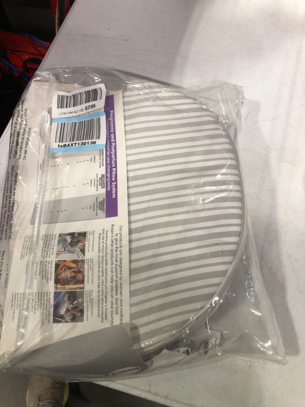 Photo 1 of Boppy Pregnancy Wedge Pillow with Removable Jersey Pillow Cover, Gray Modern Stripe, Firm, Compact Support, Prenatal and Postnatal Positioning